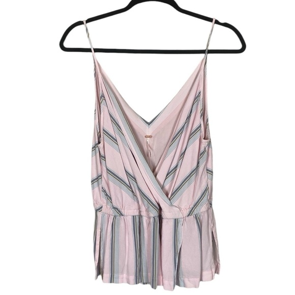 Free People pink striped cross over front blouse - Picture 1 of 6